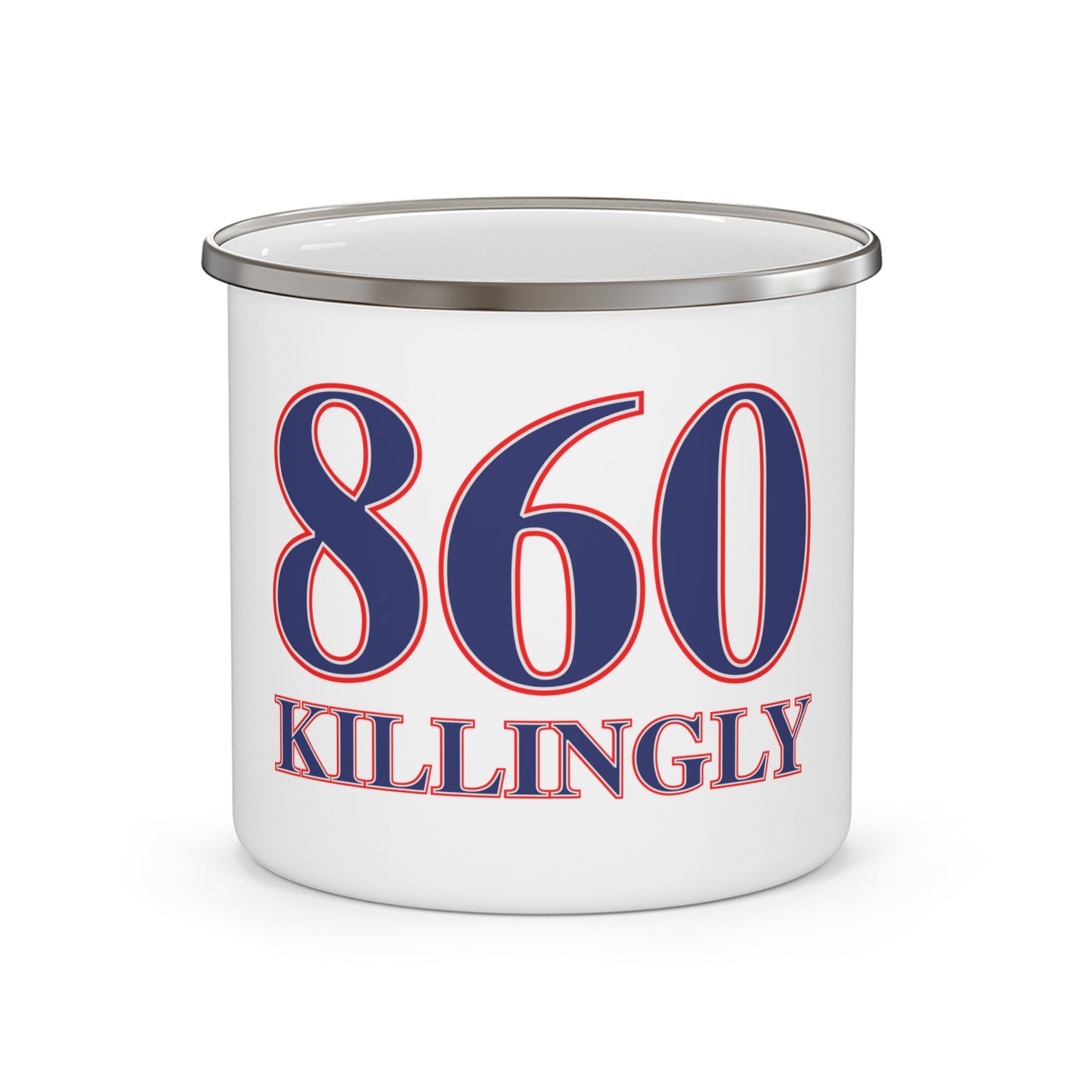 860 Killingly Red, White & Blue Enamel Camping Mug