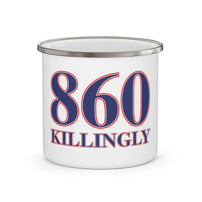 860 Killingly Red, White & Blue Enamel Camping Mug