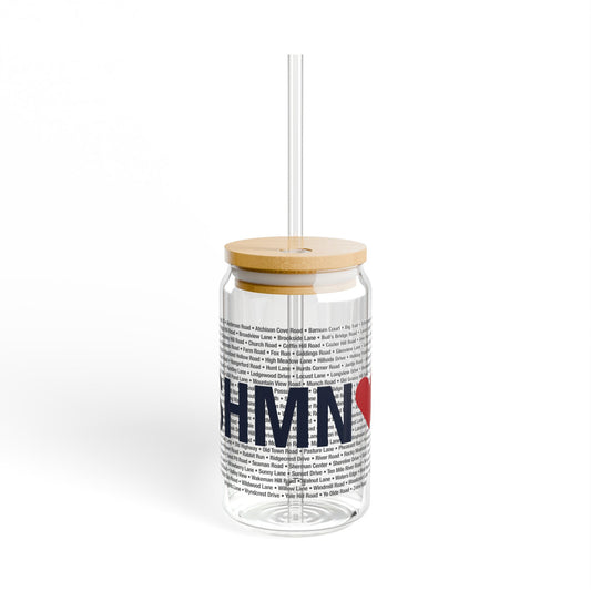 Sherman Love Glass Can with Straw and Lid, 16oz