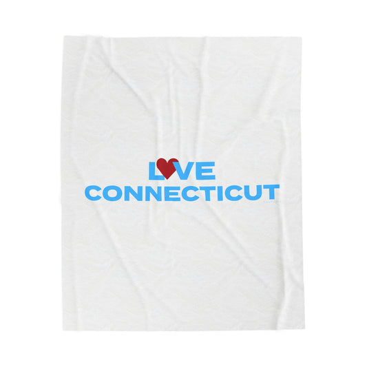 Love Connecticut Velveteen Plush Blanket