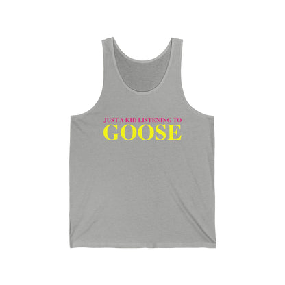 Just a kid listening to Goose - Yellow & Pink Unisex Jersey Tank Top