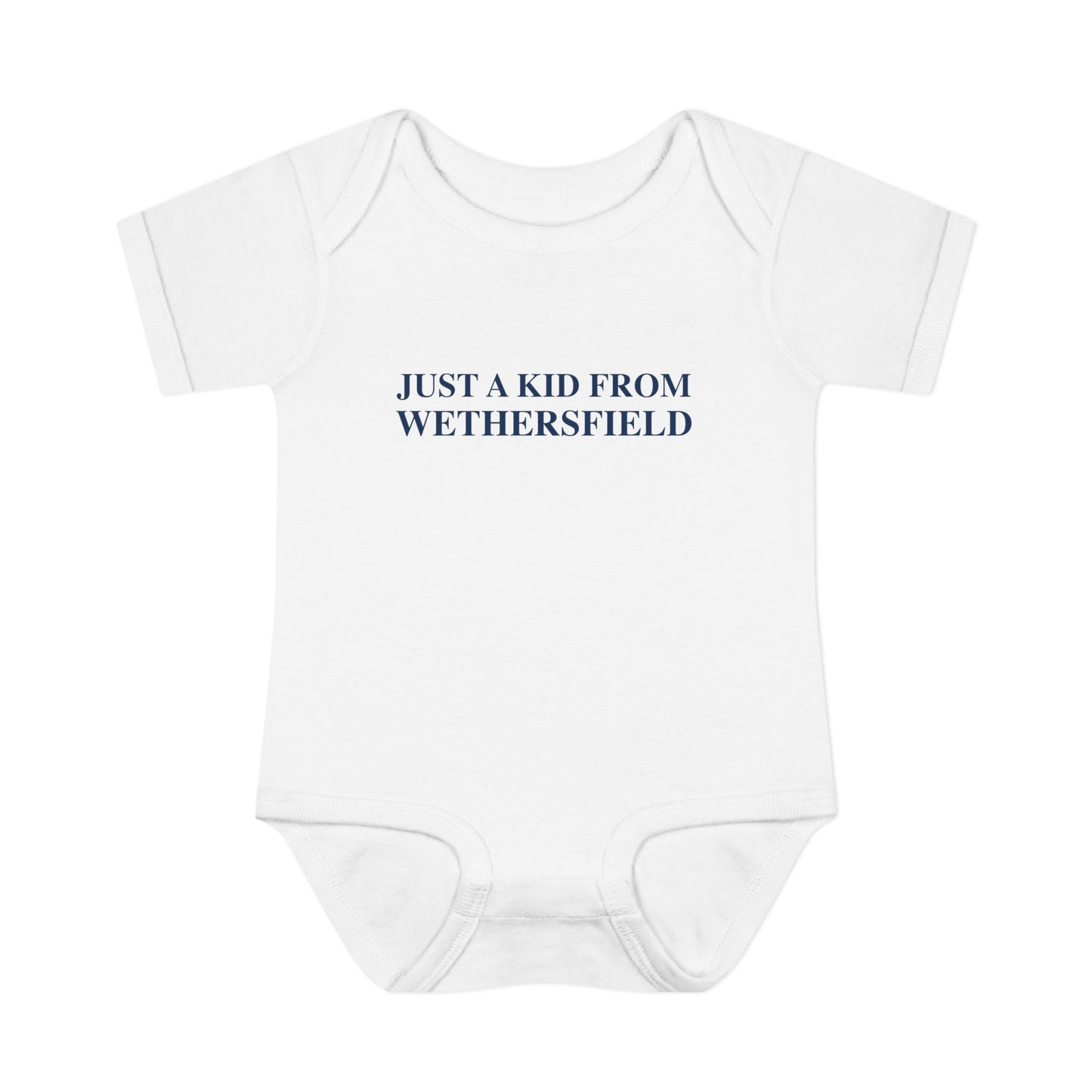 Just a kid from Wethersfield Infant Baby Rib Bodysuit