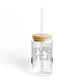 Love Wilton Glass Can with Straw and Lid, 16oz