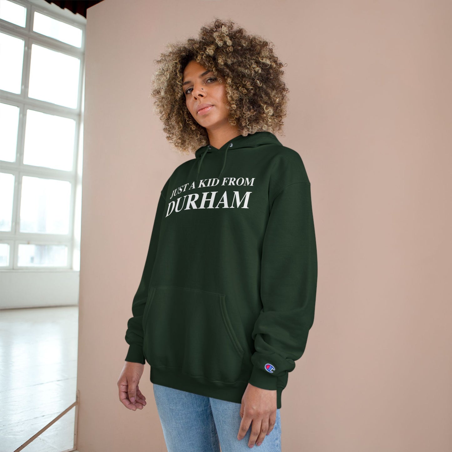 Just a kid from Durham Champion Hoodie