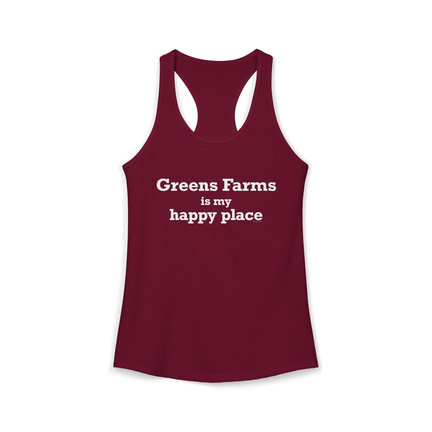 Greens Farms is my Happy Place Women's Ideal Racerback Tank Top