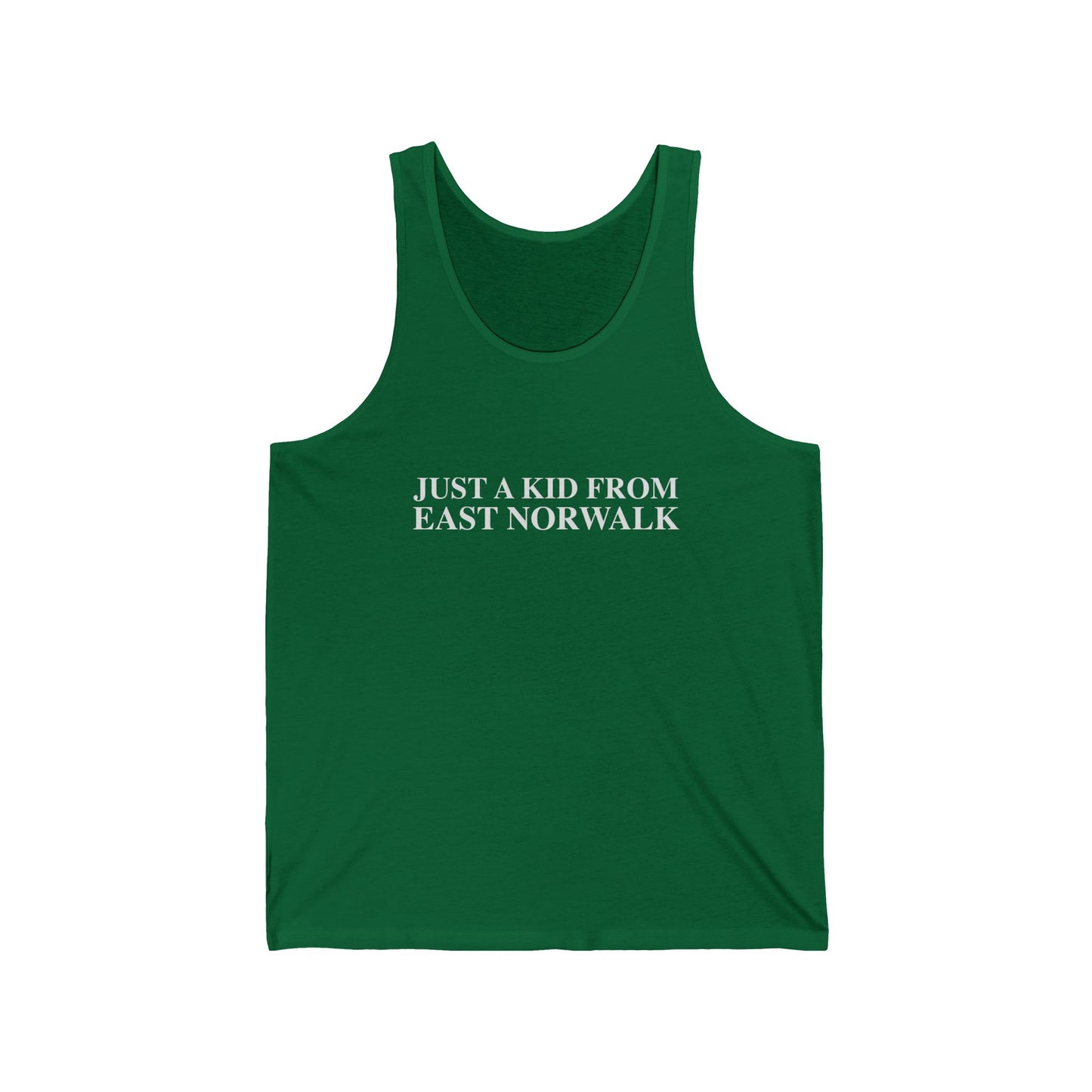Just a kid from East Norwalk Unisex Jersey Tank Top