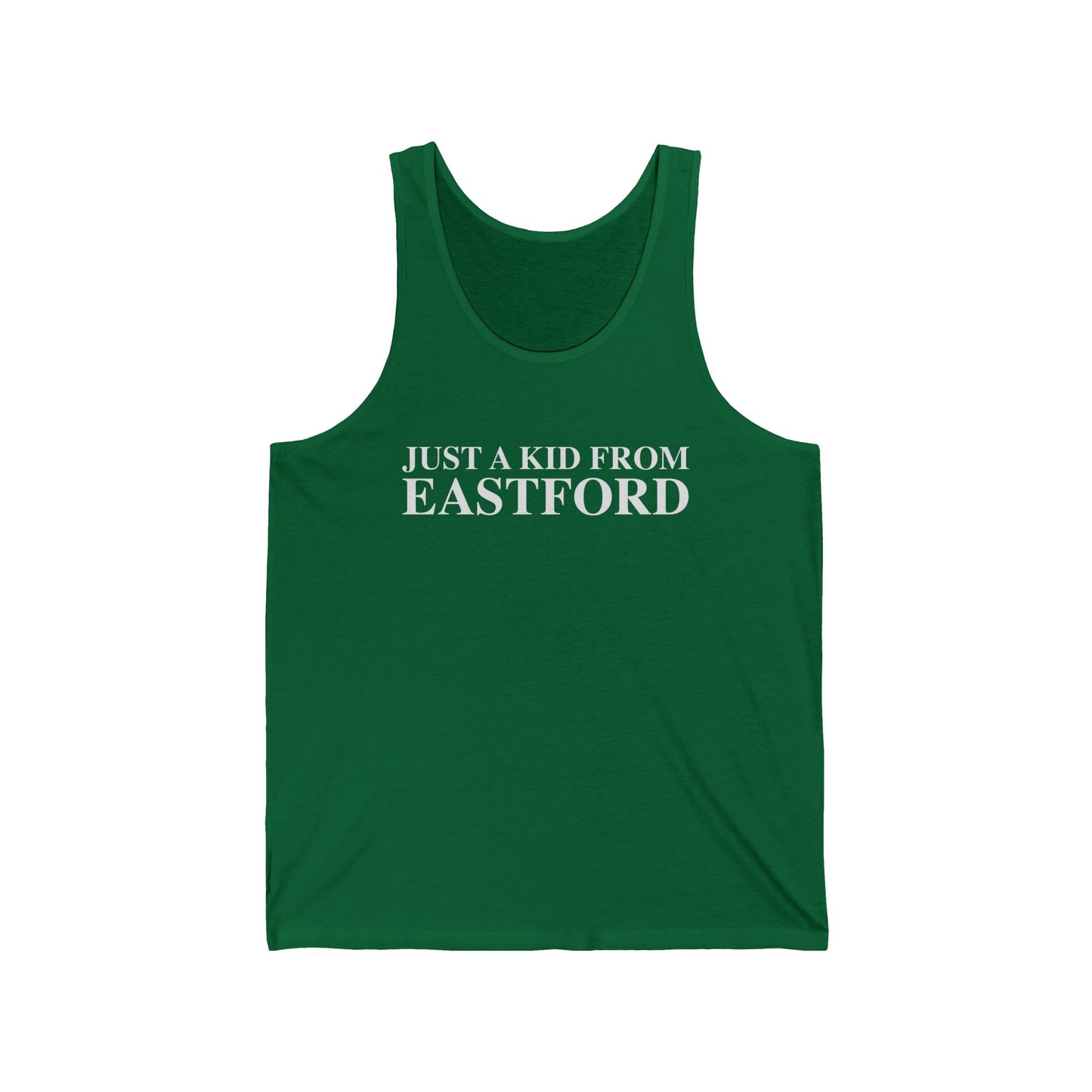 Just a kid from Eastford Unisex Jersey Tank Top