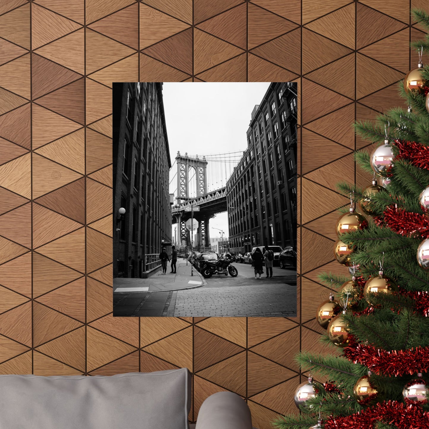 Manhattan Bridge Black and White Matte Vertical Posters