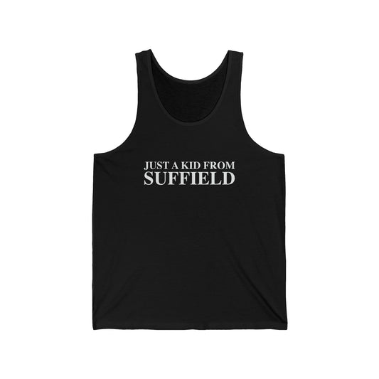 Just a kid from Suffield Unisex Jersey Tank Top
