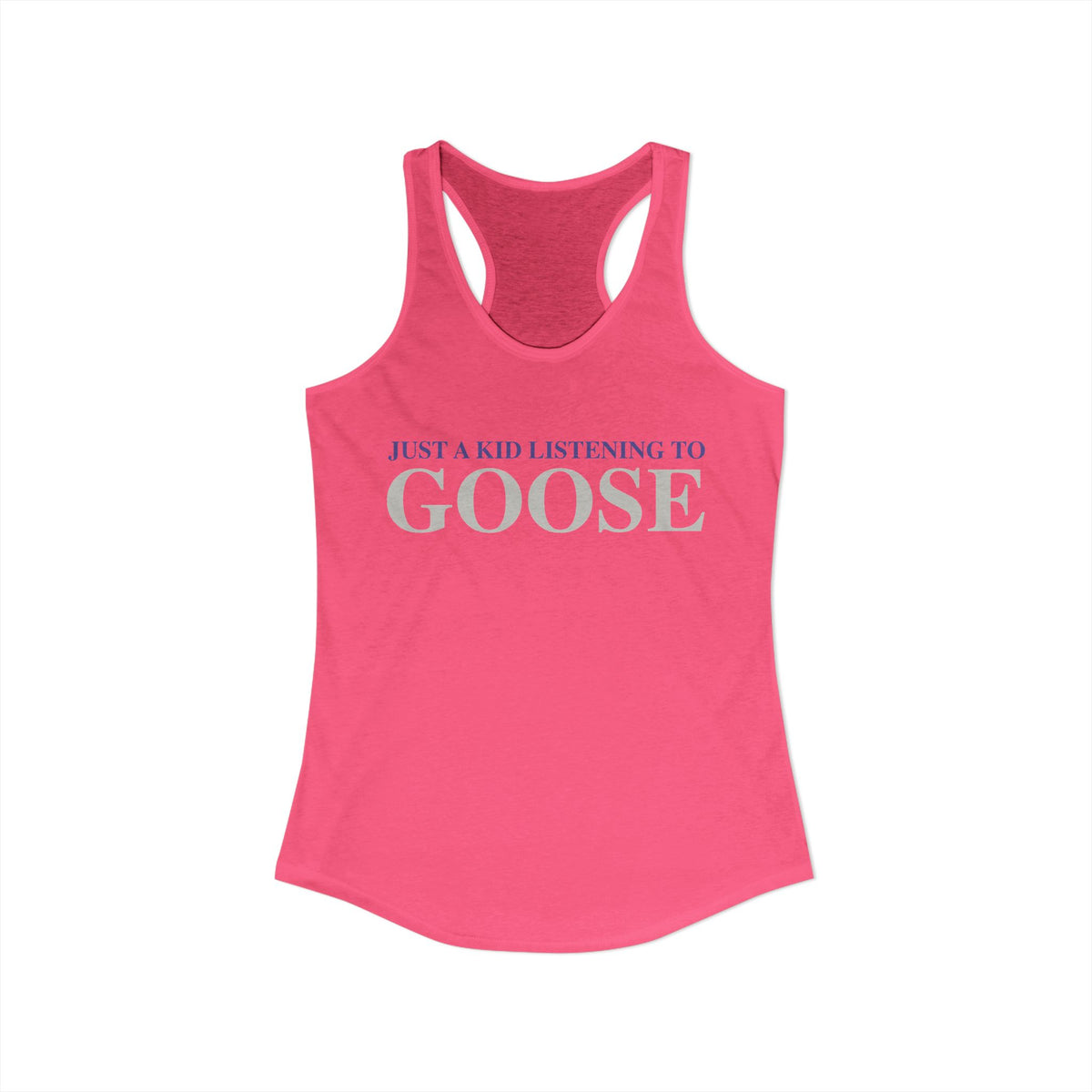 Just a kid listening to Goose - Gray & Purple Women's Ideal Racerback Tank Top