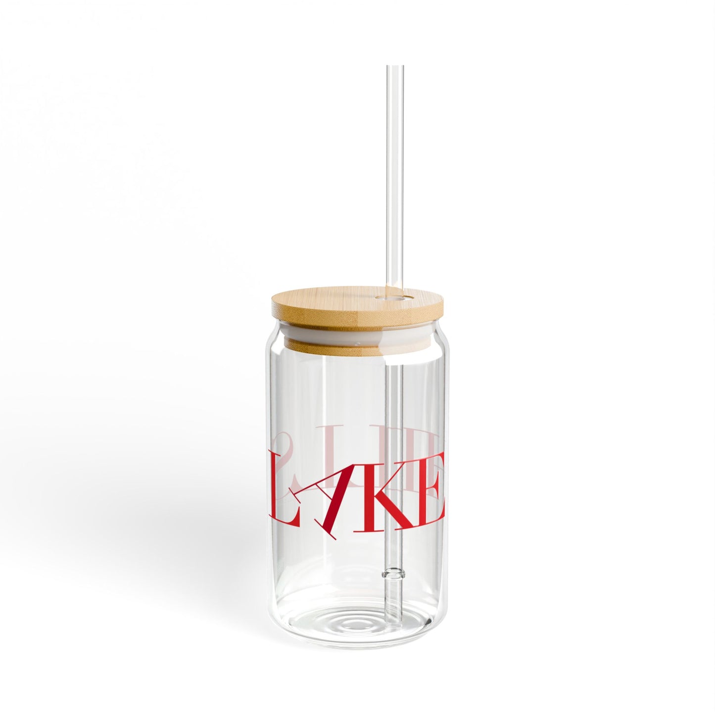 41 Tilt Lake Hills Glass Can with Straw and Lid, 16oz
