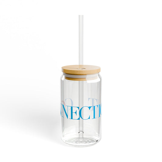 41 Tilt Connecticut Glass Can with Straw and Lid, 16oz