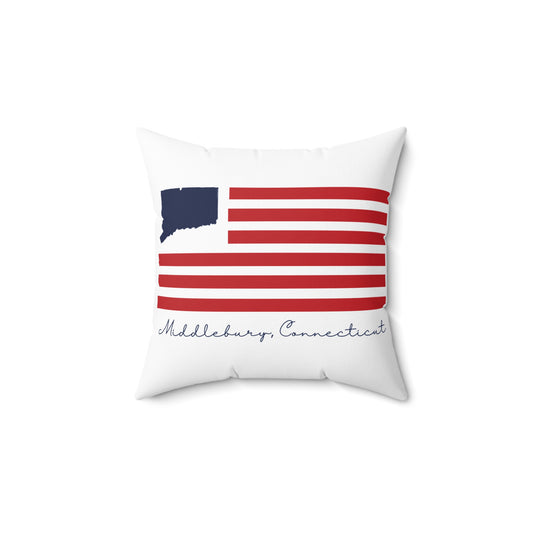 Middlebury Connecticut Flag Spun Polyester Square Pillow