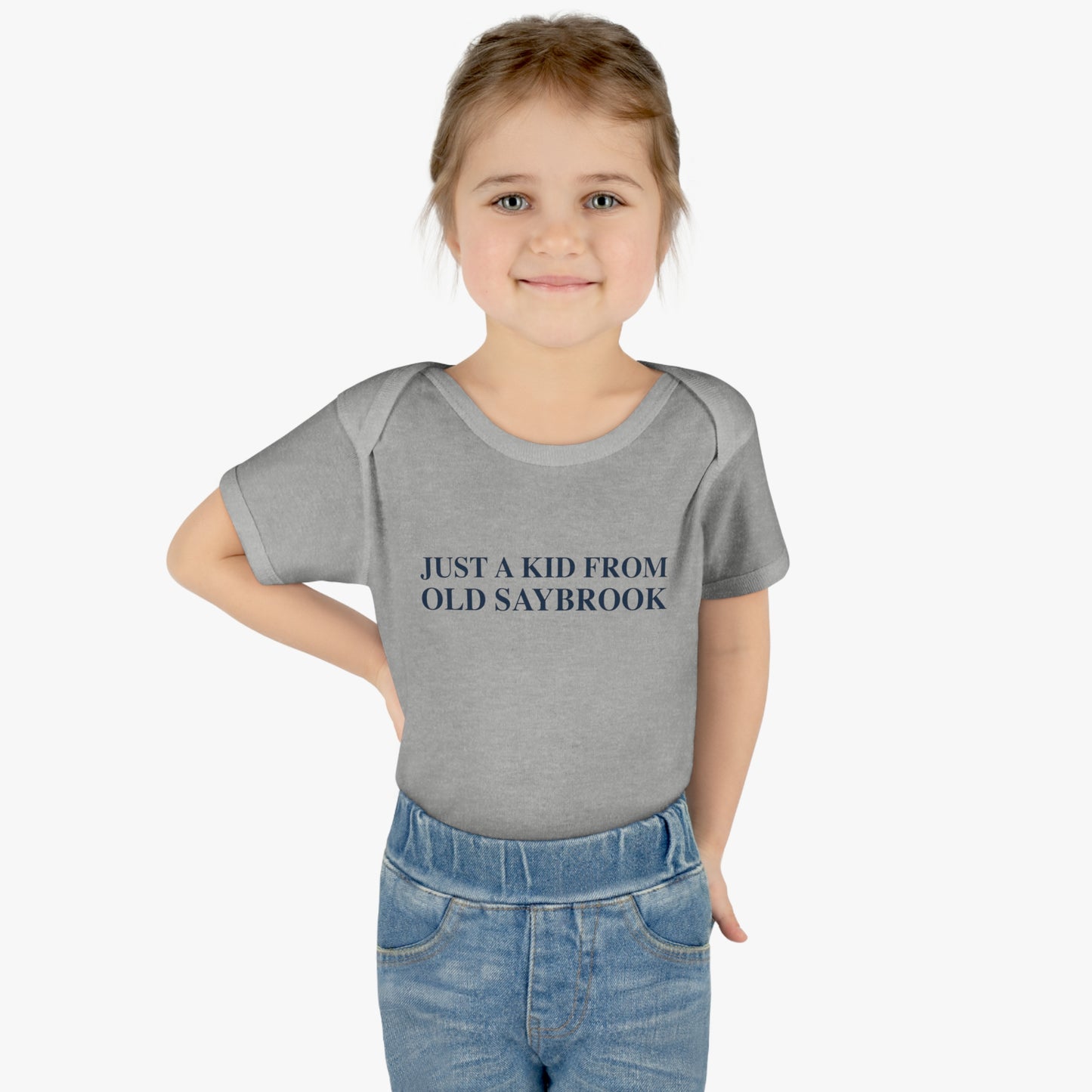 Just a kid from Old Saybrook Infant Baby Rib Bodysuit