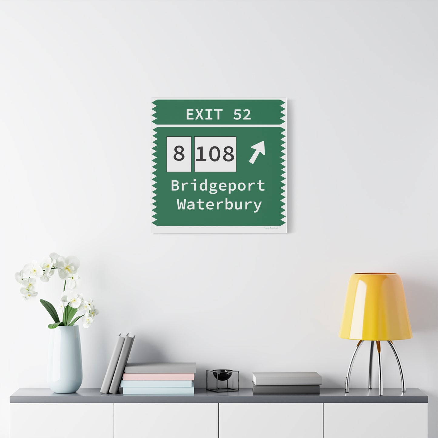 Vintage Merritt Parkway Exit 52 Sign Matte Canvas, Stretched, 1.25"