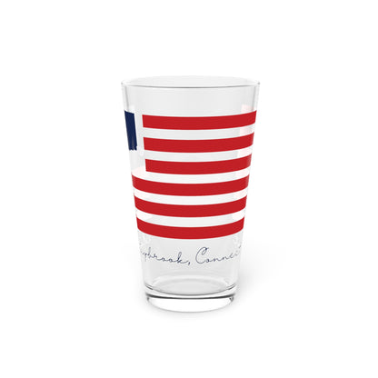 Old Saybrook Connecticut Flag Pint Glass, 16oz