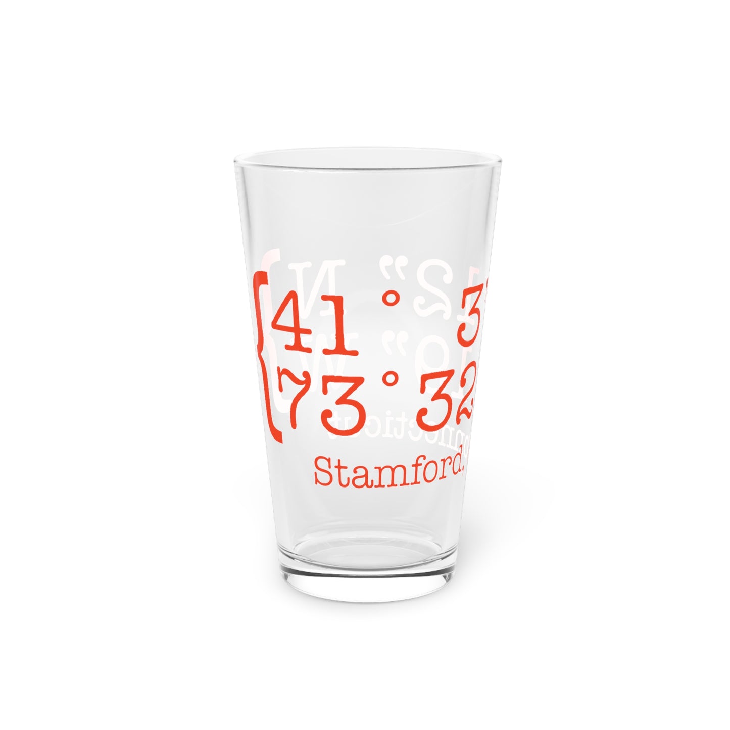 Stamford Coordinates  Pint Glass, 16oz