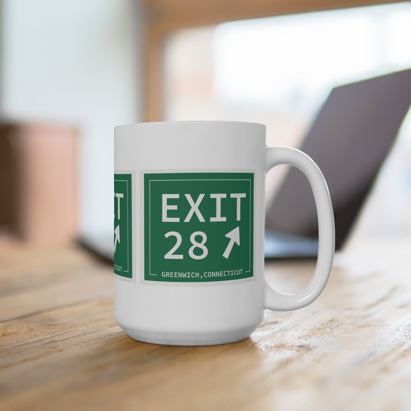 Vintage Exit 28 Merritt Parkway Sign Mug 15oz