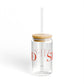 41 Tilt Stamford  Glass Can with Straw and Lid, 16oz