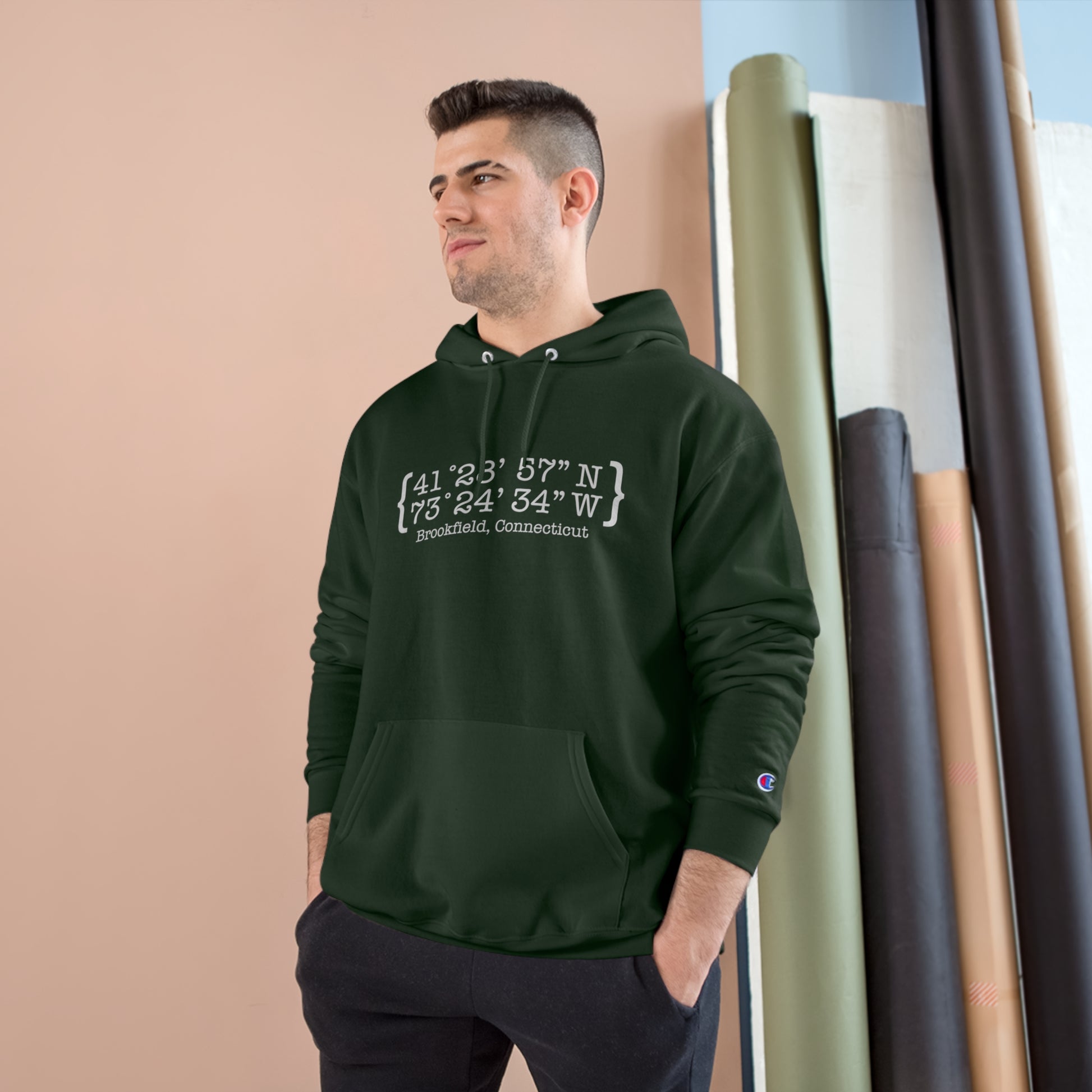 Brookfield Coordinates Champion Hoodie gray // brokfield connecticut  by fiinding connecticut