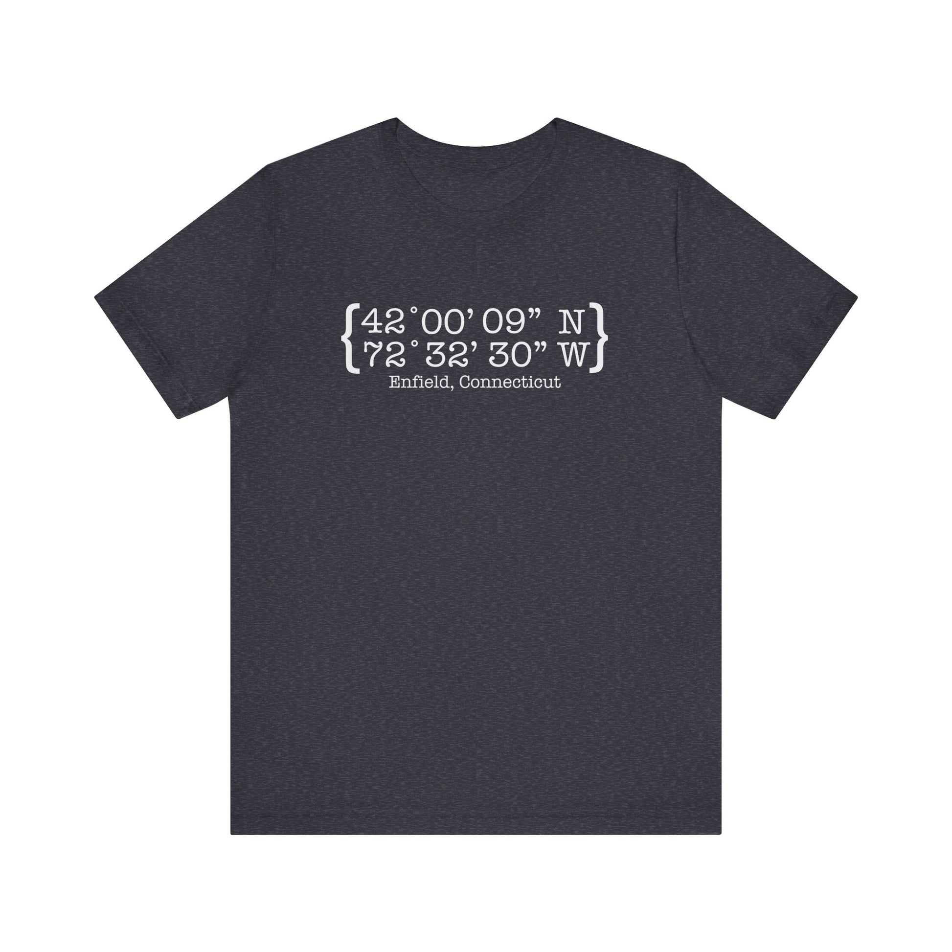 Enfield Coordinates // enfield ct unisex t shirt // finding connecticut 