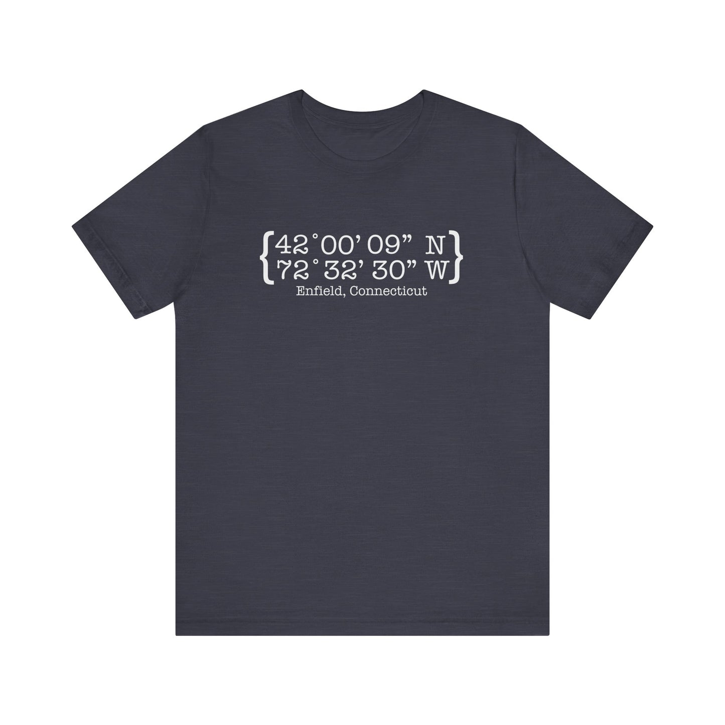 Enfield Coordinates // enfield ct unisex t shirt // finding connecticut 