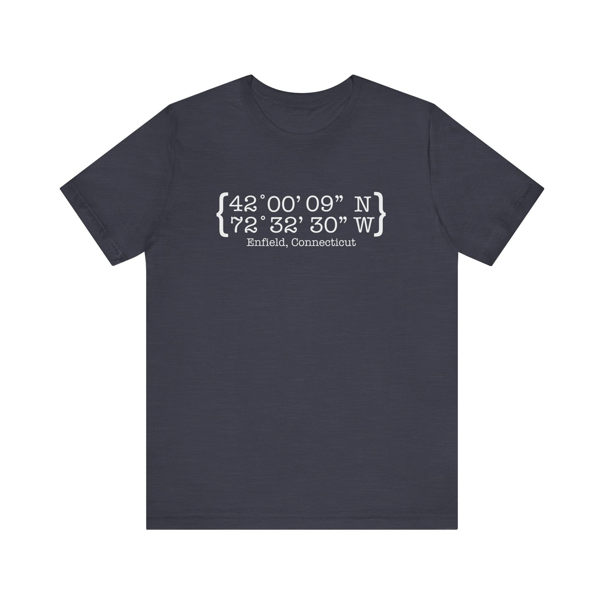 Enfield Coordinates // enfield ct unisex t shirt // finding connecticut 