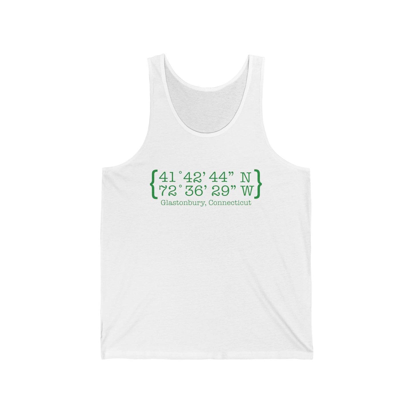 Glastonbury Coordinates // Glastonbury Connecticut unisex tank tops shirts // finding connecticut 