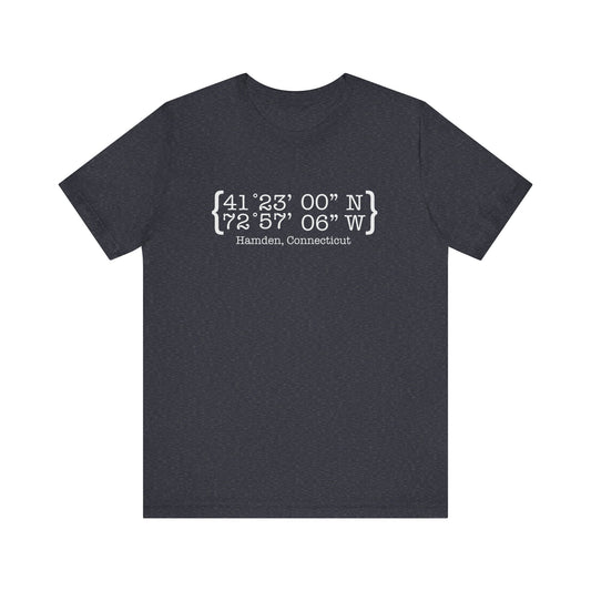 Hamden Coordinates // Hamden CT unisex  t shirts  // finding connecticut 