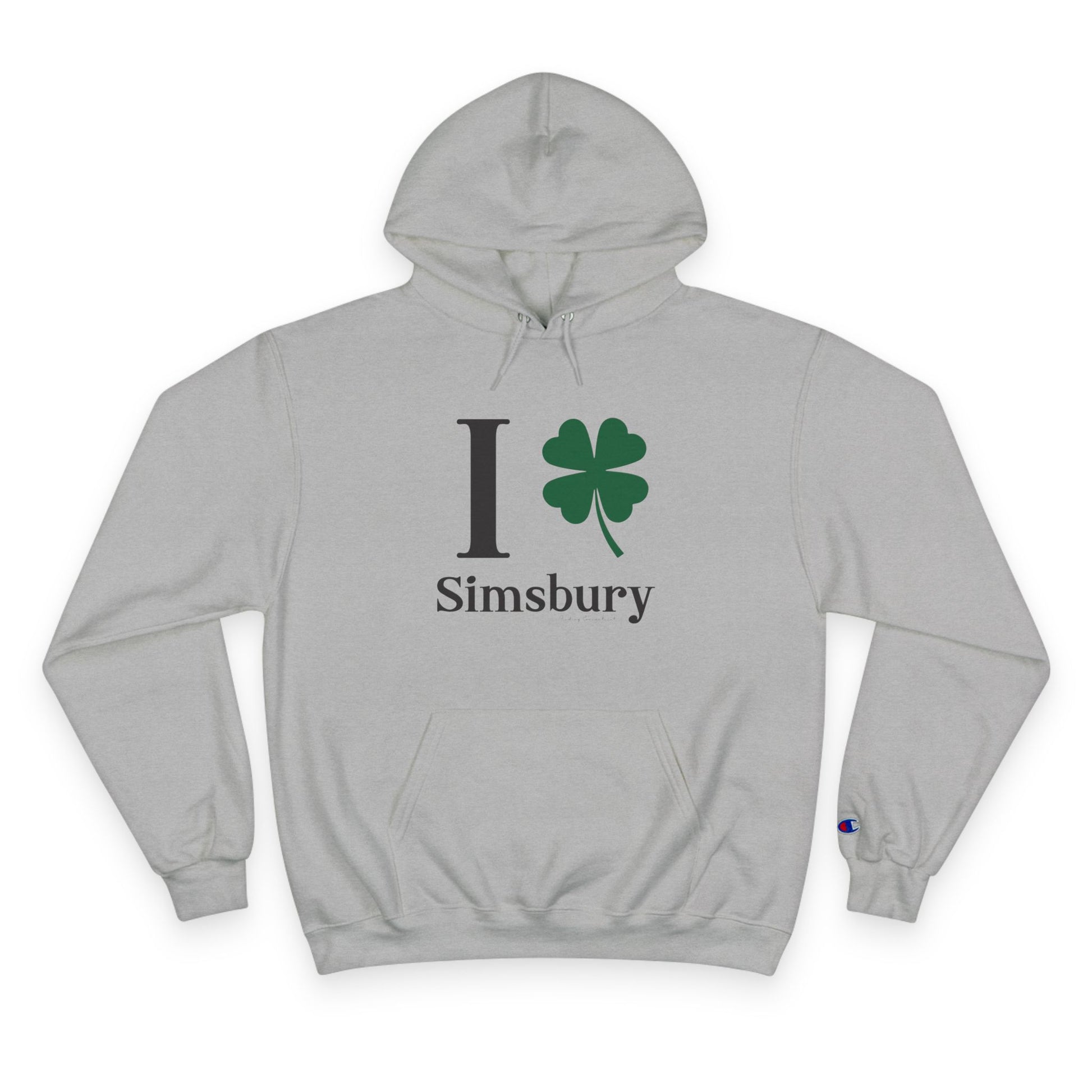 I Clover Simsbury // simsbury connecticut unisex champion hoodie sweatshirt // finding connecticut 