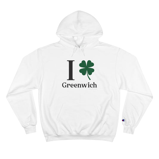 I clover greenwich // greenwich ct unisex champion hoodie sweatshirts // finding connecticut 
