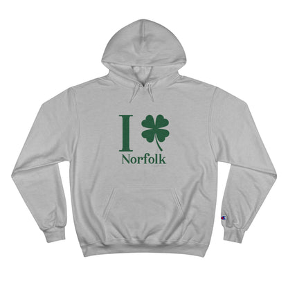 I clover norfolk // norfolk ct st. patrick's day unisex champions hoodies // finding connecticut