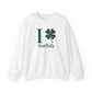 I clover norfolk // norfolk ct st. patrick's day unisex sweatshirt // finding connecticut