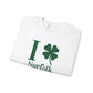 I clover norfolk // norfolk ct st. patrick's day unisex sweatshirt // finding connecticut