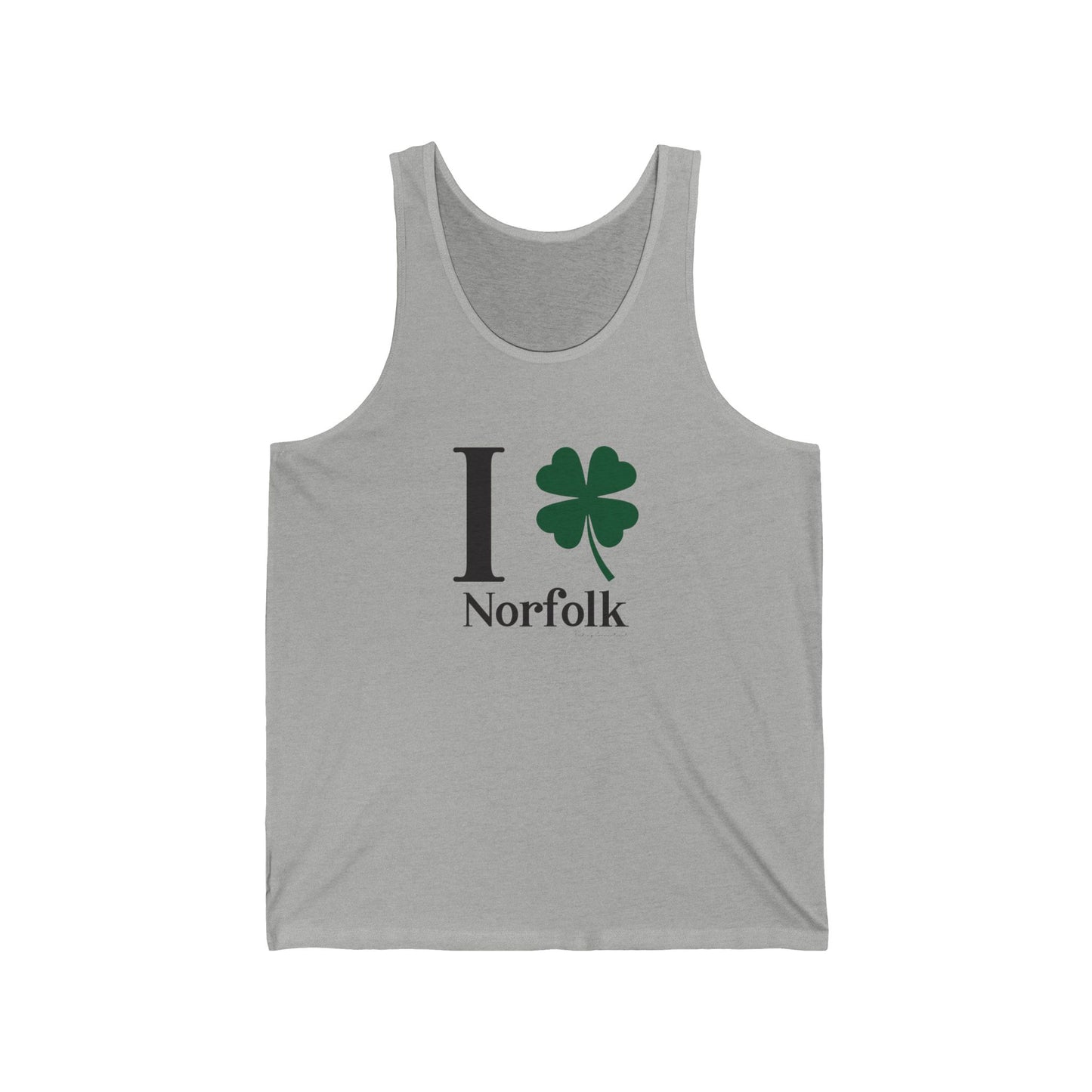 I clover norfolk // norfolk ct st. patrick's day unisex tank tops // finding connecticut 