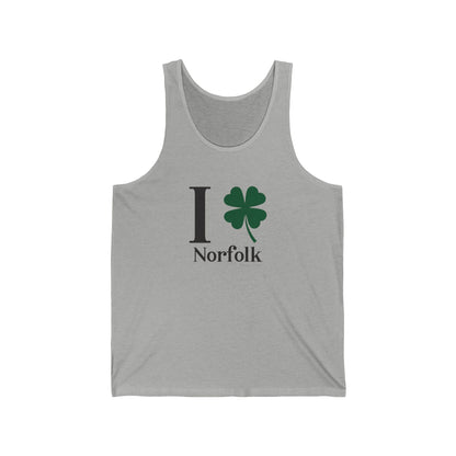 I clover norfolk // norfolk ct st. patrick's day unisex tank tops // finding connecticut 