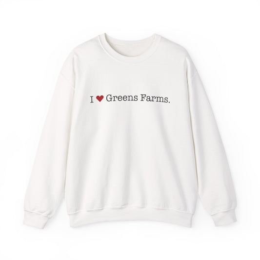 I heart greens farms // westport connecticut crewneck sweatshirt  // finding connecticut merch 