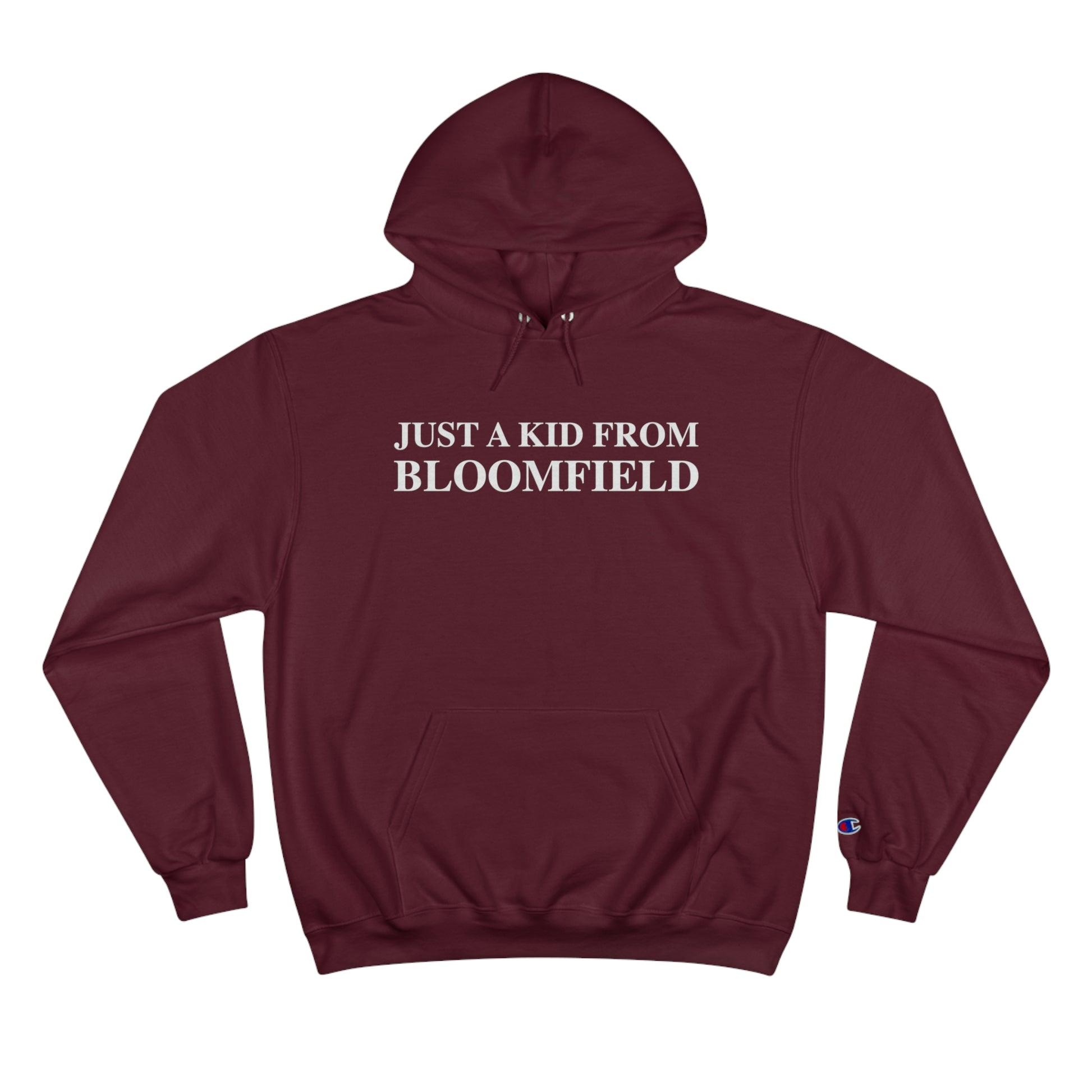 Just a kid from Bloomfield // boomfield ct unisex champion hoodie sweatshirt // finding connecticut 