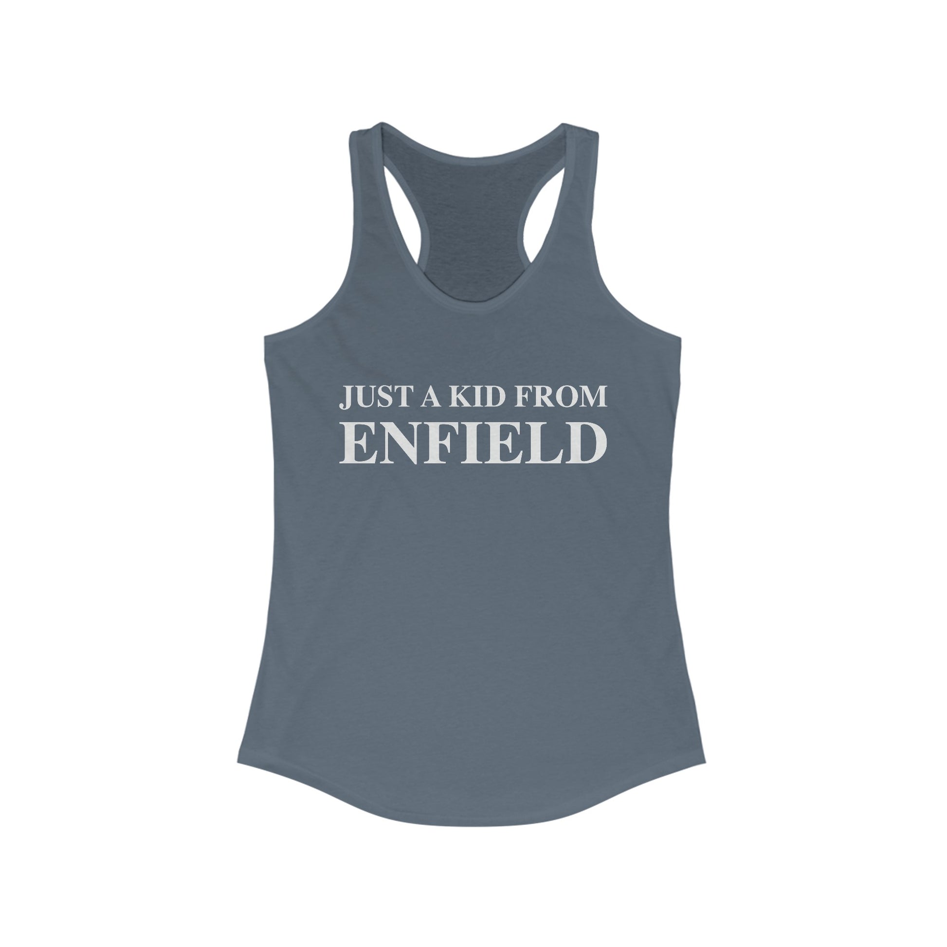 Just a kid from Enfield / Enfield ct womens tan top shirt // finding connecticut