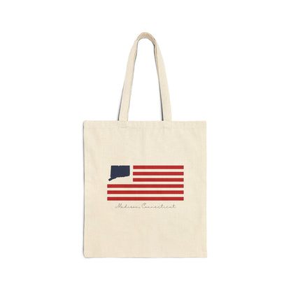 Madison Connecticut  flag tote bag // madision connecticut gifts and merch // finding connecticut 