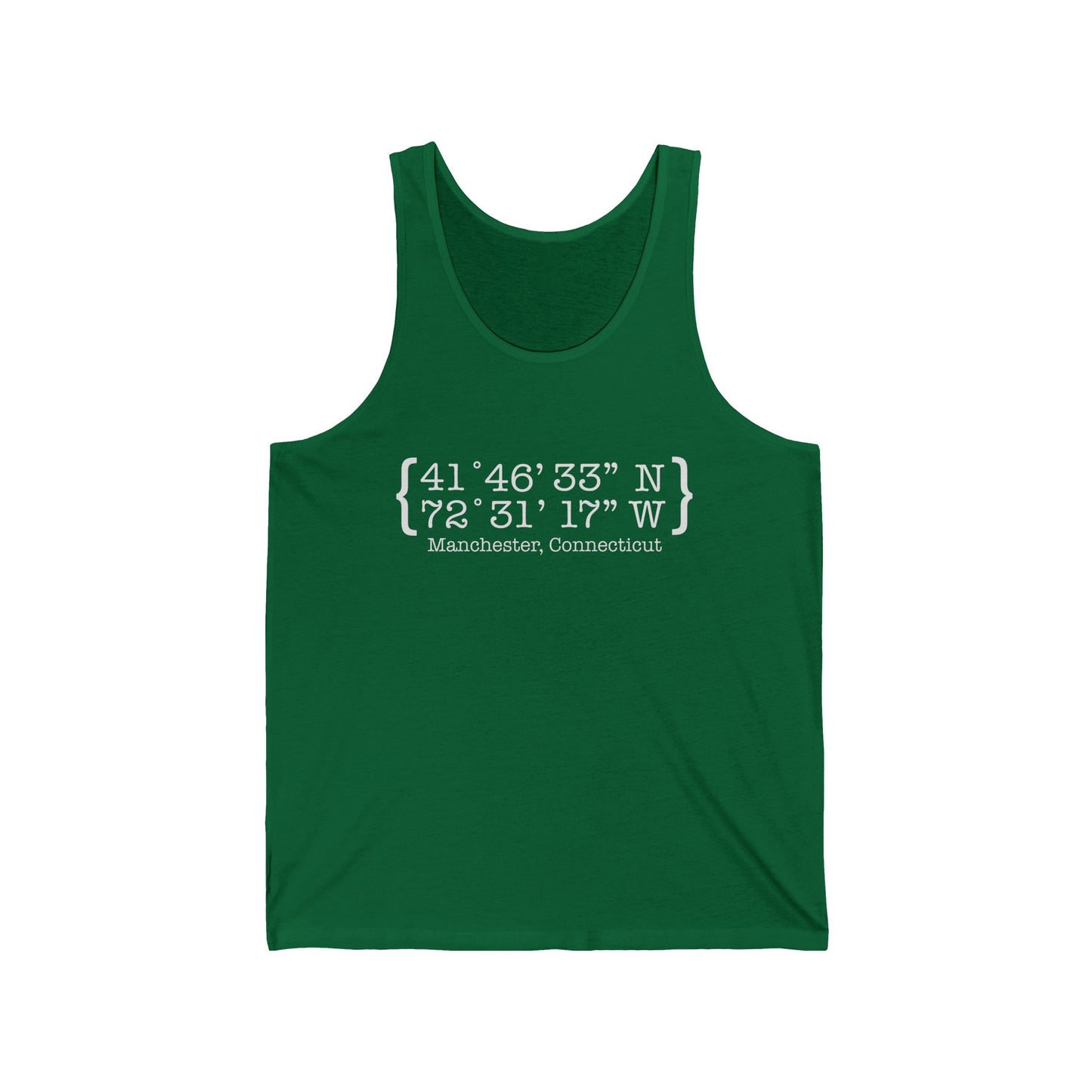 Manchester Coordinates // Manchester CT unisex tank top shirt // finding connecticut 