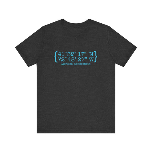 Meriden Coordinates // Meriden CT unisex t shirts  // finding connecticut 