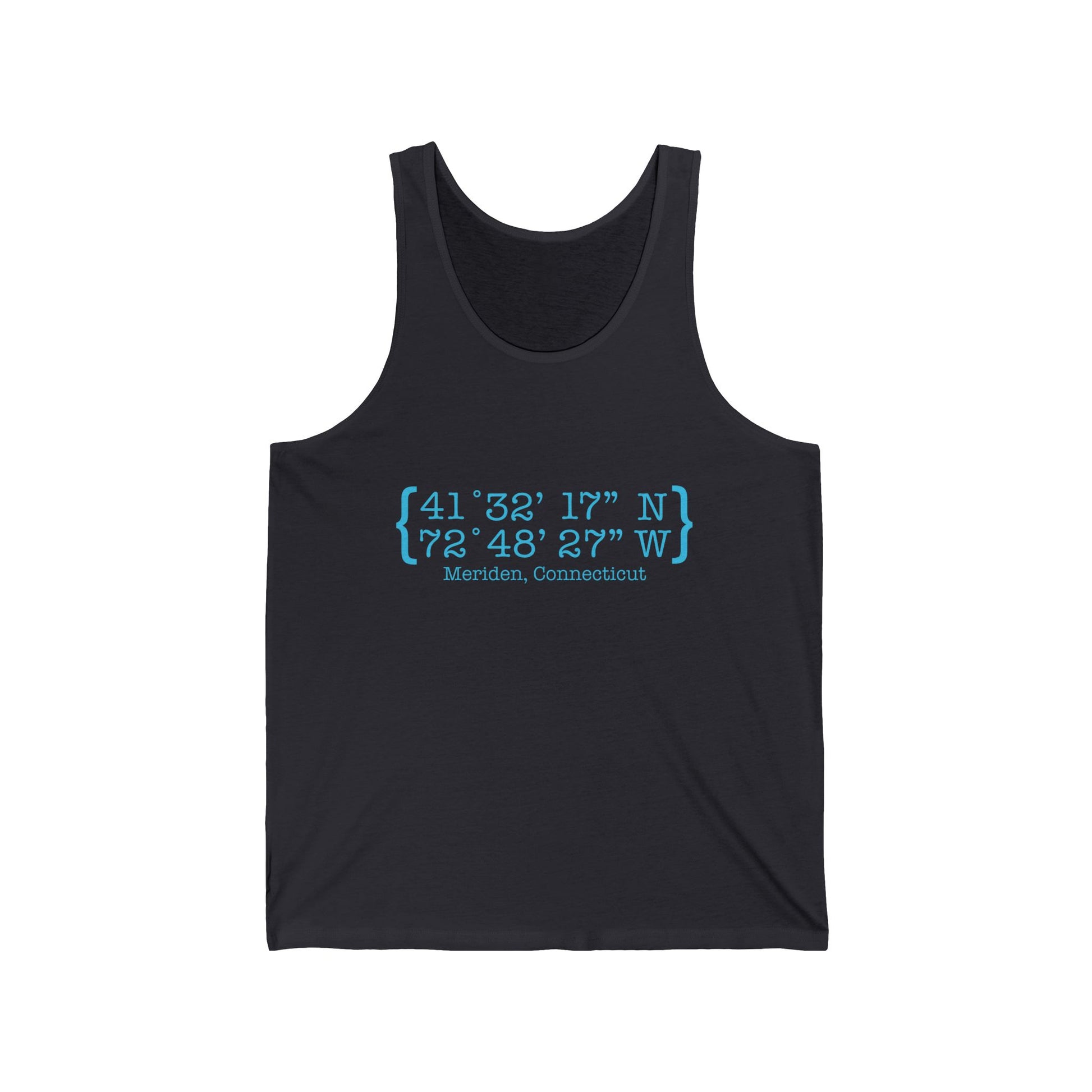 Meriden Coordinates // Meriden CT unisex tank top shirts  // finding connecticut 