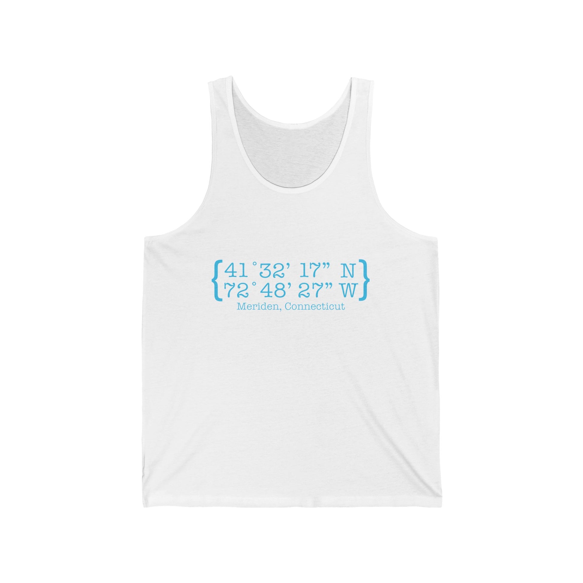 Meriden Coordinates // Meriden CT unisex tank top shirts  // finding connecticut 