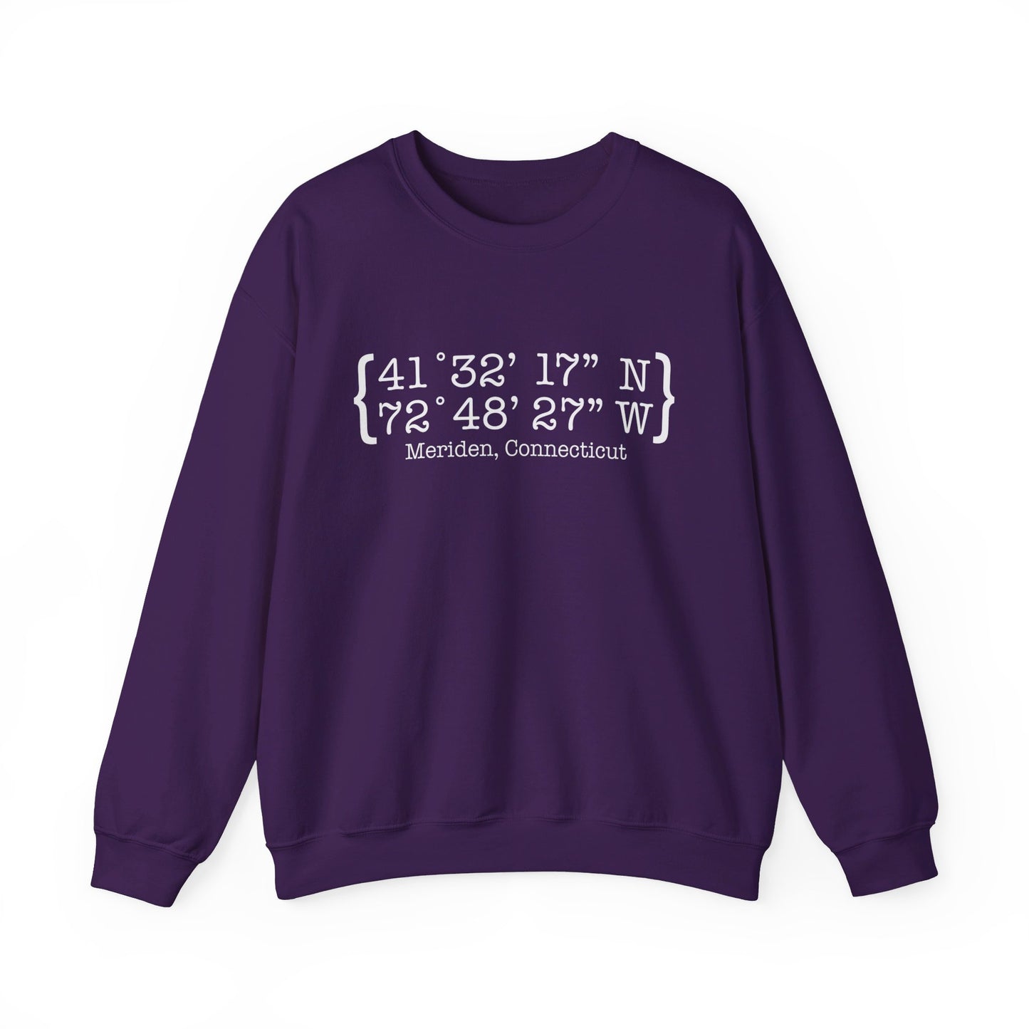 Meriden Coordinates // Meriden Connecticut unisex sweatshirts  // finding connecticut 