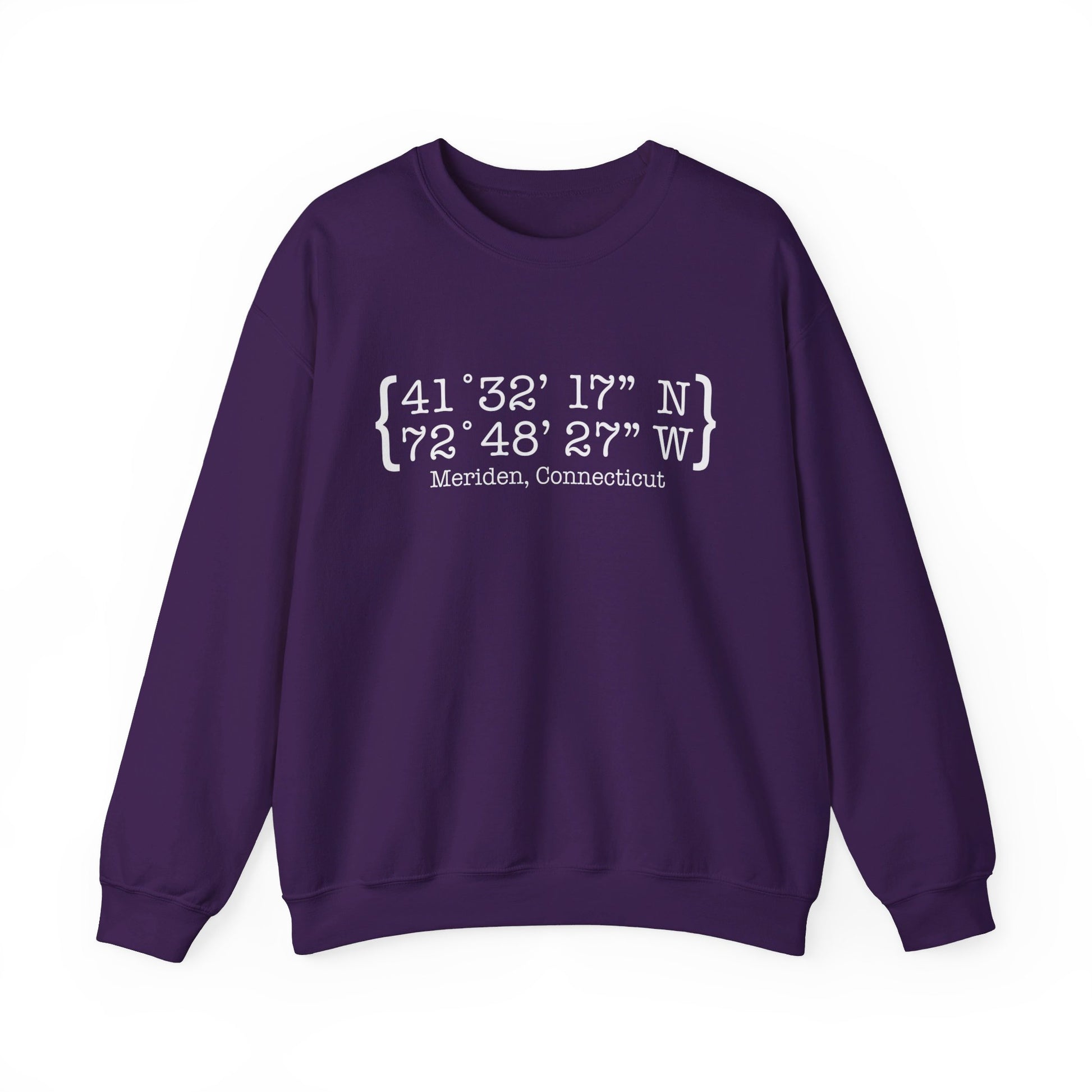 Meriden Coordinates // Meriden Connecticut unisex sweatshirts  // finding connecticut 