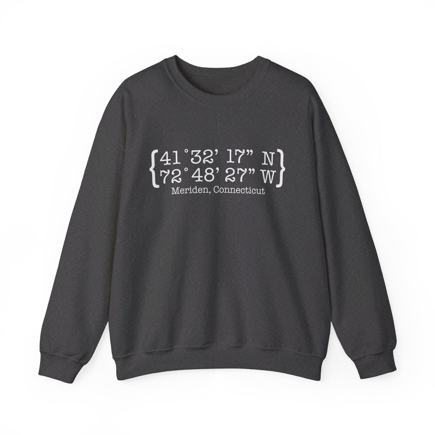 Meriden Coordinates // Meriden Connecticut unisex sweatshirts  // finding connecticut 