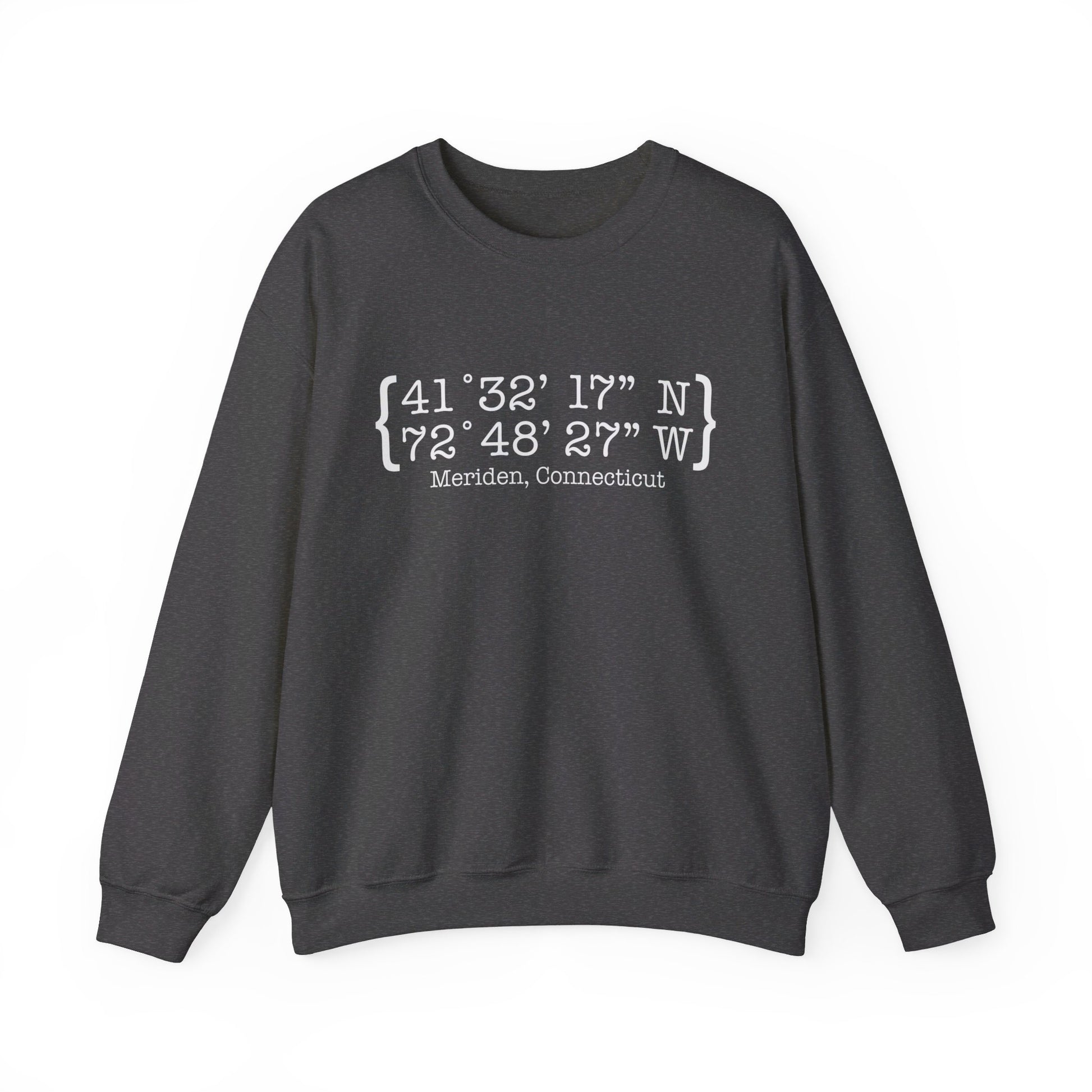 Meriden Coordinates // Meriden Connecticut unisex sweatshirts  // finding connecticut 
