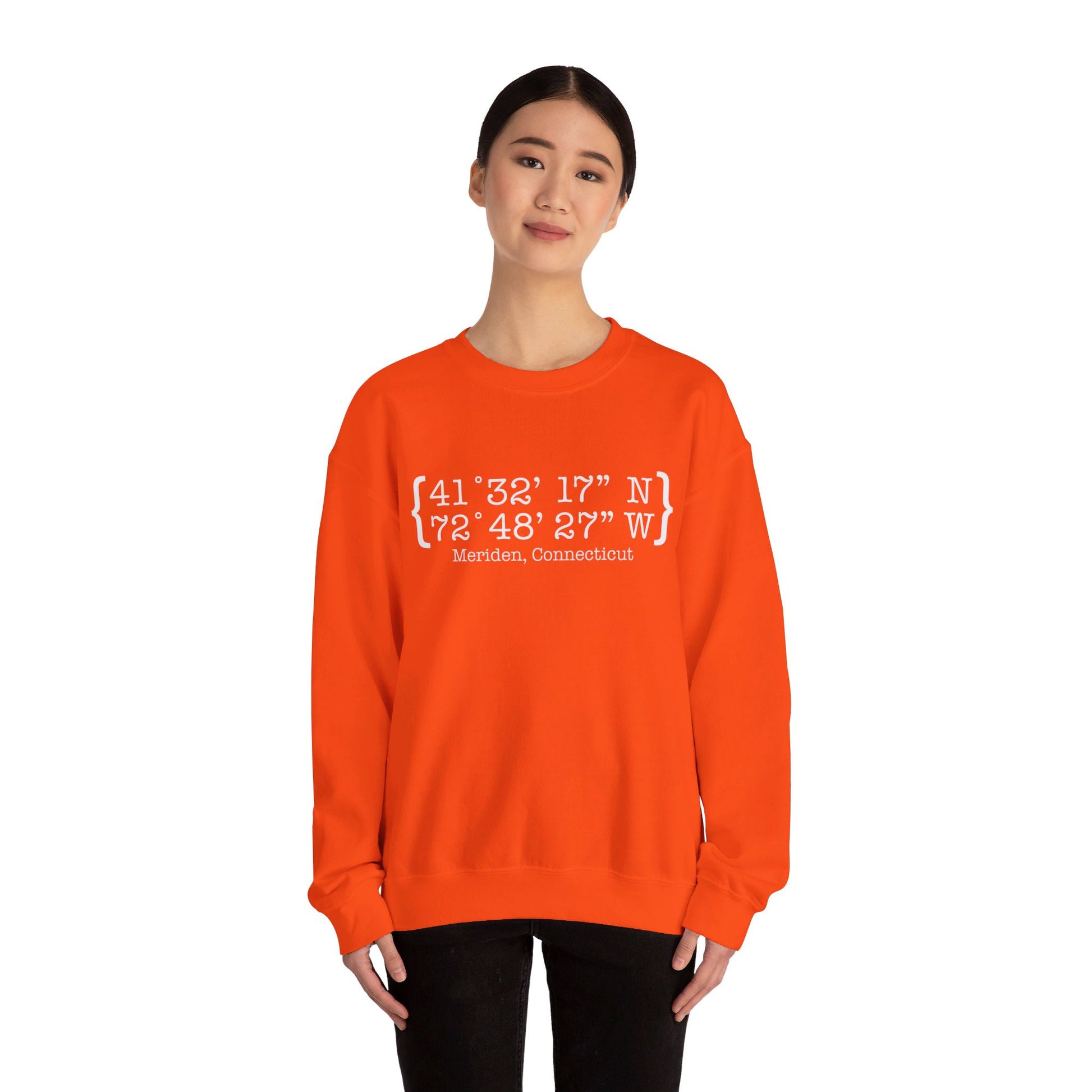 Meriden Coordinates // Meriden Connecticut unisex sweatshirts  // finding connecticut 