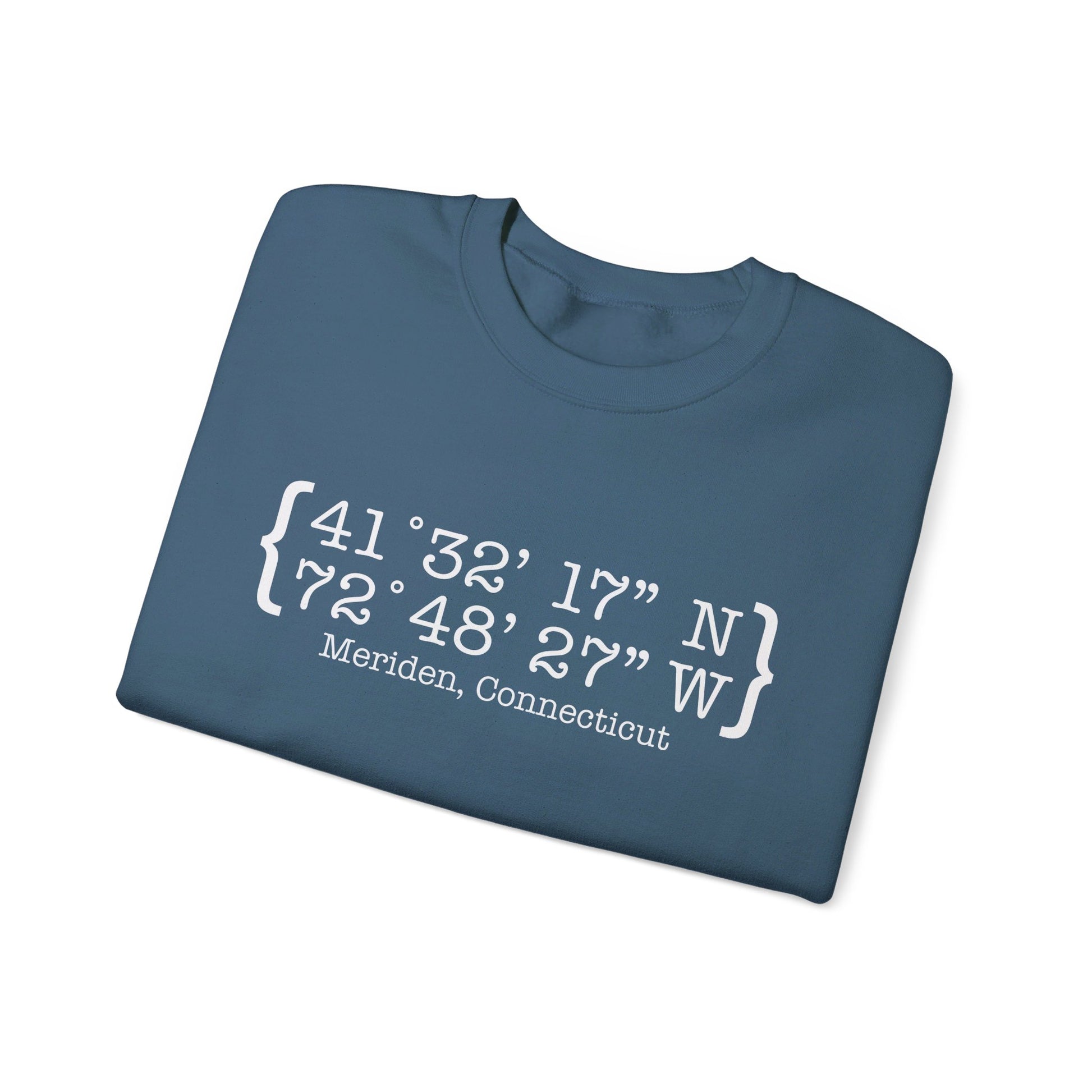 Meriden Coordinates // Meriden Connecticut unisex sweatshirts  // finding connecticut 
